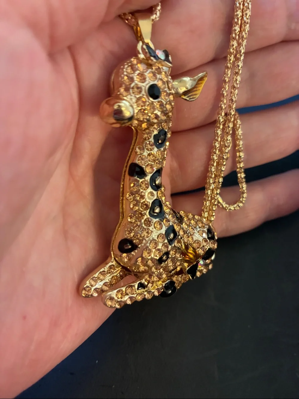 Gold-Tone Crystal Giraffe Pendant Necklace - Women's Jewelry